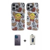 MARSİLYAN™- iPhone 12 Pro Max Kılıf Nova Doku Koleksiyonu - Siyah Bilvis Hayalet Cam Ekran Koruyucu + Neon Fosforlu Kamera Lens - MI