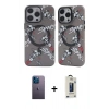 MARSİLYAN™- iPhone 12 Pro Max Kılıf Nova Doku Koleksiyonu - Siyah Bilvis Hayalet Cam Ekran Koruyucu + Neon Fosforlu Kamera Lens - MI