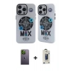 MARSİLYAN™- iPhone 12 Pro Max Kılıf Nova Doku Koleksiyonu - Siyah Bilvis Hayalet Cam Ekran Koruyucu + Neon Fosforlu Kamera Lens - YL