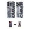 MARSİLYAN™- iPhone 12 Pro Max Kılıf Nova Doku Koleksiyonu - Siyah Bilvis Hayalet Cam Ekran Koruyucu + Neon Fosforlu Kamera Lens - TU