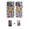 MARSİLYAN™- iPhone 12 Pro Max Kılıf Nova Doku Koleksiyonu - Siyah Bilvis Hayalet Cam Ekran Koruyucu + Neon Fosforlu Kamera Lens - TU