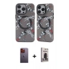 MARSİLYAN™- iPhone 12 Pro Max Kılıf Nova Doku Koleksiyonu - Siyah Bilvis Hayalet Cam Ekran Koruyucu + Neon Fosforlu Kamera Lens - TU