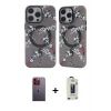 MARSİLYAN™- iPhone 12 Pro Max Kılıf Nova Doku Koleksiyonu - Siyah Bilvis Hayalet Cam Ekran Koruyucu + Neon Fosforlu Kamera Lens - TU