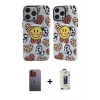 MARSİLYAN™- iPhone 12 Pro Max Kılıf Nova Doku Koleksiyonu - Siyah Bilvis Hayalet Cam Ekran Koruyucu + Neon Fosforlu Kamera Lens - TU