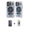 MARSİLYAN™- iPhone 12 Pro Max Kılıf Nova Doku Koleksiyonu - Siyah Bilvis Hayalet Cam Ekran Koruyucu + Neon Fosforlu Kamera Lens - BZ