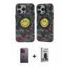 MARSİLYAN™- iPhone 12 Pro Max Kılıf Nova Doku Koleksiyonu - Siyah Bilvis Hayalet Cam Ekran Koruyucu + Neon Fosforlu Kamera Lens - TU