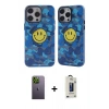 MARSİLYAN™- iPhone 12 Pro Max Kılıf Nova Doku Koleksiyonu - Siyah Bilvis Hayalet Cam Ekran Koruyucu + Neon Fosforlu Kamera Lens - YL