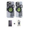 MARSİLYAN™- iPhone 12 Pro Max Kılıf Nova Doku Koleksiyonu - Siyah Bilvis Hayalet Cam Ekran Koruyucu + Neon Fosforlu Kamera Lens - BZ