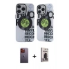 MARSİLYAN™- iPhone 12 Pro Max Kılıf Nova Doku Koleksiyonu - Siyah Bilvis Hayalet Cam Ekran Koruyucu + Neon Fosforlu Kamera Lens - TU