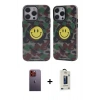 MARSİLYAN™- iPhone 12 Pro Max Kılıf Nova Doku Koleksiyonu - Siyah Bilvis Hayalet Cam Ekran Koruyucu + Neon Fosforlu Kamera Lens - TU