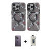 MARSİLYAN™- iPhone 12 Pro Max Kılıf Nova Doku Koleksiyonu - Siyah Bilvis Hayalet Cam Ekran Koruyucu + Neon Fosforlu Kamera Lens - BZ