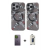 MARSİLYAN™- iPhone 12 Pro Max Kılıf Nova Doku Koleksiyonu - Siyah Bilvis Hayalet Cam Ekran Koruyucu + Neon Fosforlu Kamera Lens - YL