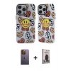 MARSİLYAN™- iPhone 12 Pro Max Kılıf Nova Doku Koleksiyonu - Siyah Bilvis Hayalet Cam Ekran Koruyucu + Sarı Neon Fosforlu Kamera Lens