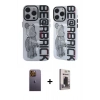 MARSİLYAN™- iPhone 12 Pro Max Kılıf Nova Doku Koleksiyonu - Siyah Bilvis Hayalet Cam Ekran Koruyucu + Sarı Neon Fosforlu Kamera Lens