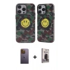 MARSİLYAN™- iPhone 12 Pro Max Kılıf Nova Doku Koleksiyonu - Siyah Bilvis Hayalet Cam Ekran Koruyucu + Sarı Neon Fosforlu Kamera Lens
