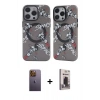 MARSİLYAN™- iPhone 12 Pro Max Kılıf Nova Doku Koleksiyonu - Siyah Bilvis Hayalet Cam Ekran Koruyucu + Sarı Neon Fosforlu Kamera Lens