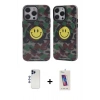 MARSİLYAN™- iPhone 12 Pro Max Kılıf Nova Doku Koleksiyonu - Siyah Joko 5D Cam + Lacivert Shine Kamera Lens