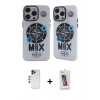 MARSİLYAN™- iPhone 12 Pro Max Kılıf Nova Doku Koleksiyonu - Siyah Joko 5D Cam + Lacivert Shine Kamera Lens