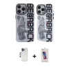 MARSİLYAN™- iPhone 12 Pro Max Kılıf Nova Doku Koleksiyonu - Siyah Joko 5D Cam + Lacivert Shine Kamera Lens
