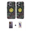 MARSİLYAN™- iPhone 12 Pro Max Kılıf Nova Doku Koleksiyonu - Siyah Joko 5D Cam + Neon Fosforlu Kamera Lens - SI
