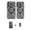 MARSİLYAN™- iPhone 12 Pro Max Kılıf Nova Doku Koleksiyonu - Siyah Joko Magic 5D Hayalet Cam + Neon Fosforlu Kamera Lens - YL