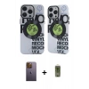 MARSİLYAN™- iPhone 12 Pro Max Kılıf Nova Doku Koleksiyonu - Siyah Joko Magic 5D Hayalet Cam + Neon Fosforlu Kamera Lens - SI