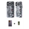 MARSİLYAN™- iPhone 12 Pro Max Kılıf Nova Doku Koleksiyonu - Siyah Joko Magic 5D Hayalet Cam + Neon Fosforlu Kamera Lens - SI