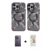 MARSİLYAN™- iPhone 12 Pro Max Kılıf Nova Doku Koleksiyonu - Siyah Mat Seramik Nano Ekran Koruyucu + Neon Fosforlu Kamera Lens - BZ