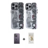 MARSİLYAN™- iPhone 12 Pro Max Kılıf Nova Doku Koleksiyonu - Siyah Mat Seramik Nano Ekran Koruyucu + Neon Fosforlu Kamera Lens - BZ