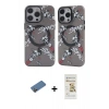 MARSİLYAN™- iPhone 12 Pro Max Kılıf Nova Doku Koleksiyonu - Siyah Mat Seramik Nano Ekran Koruyucu + Gold Shine Kamera Lens Koruma Cam
