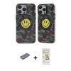 MARSİLYAN™- iPhone 12 Pro Max Kılıf Nova Doku Koleksiyonu - Siyah Mat Seramik Nano Ekran Koruyucu + Renkli Kamera Lens Koruma Cam - SI
