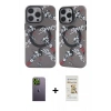 MARSİLYAN™- iPhone 12 Pro Max Kılıf Nova Doku Koleksiyonu - Siyah Mat Seramik Nano Ekran Koruyucu + Neon Fosforlu Kamera Lens - YL