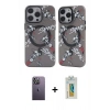 MARSİLYAN™- iPhone 12 Pro Max Kılıf Nova Doku Koleksiyonu - Siyah Polymer Nano Ekran Koruyucu + Beyaz Neon Fosforlu Kamera Lens