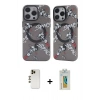 MARSİLYAN™- iPhone 12 Pro Max Kılıf Nova Doku Koleksiyonu - Siyah Polymer Nano Ekran Koruyucu + Gold Shine Kamera Lens