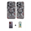 MARSİLYAN™- iPhone 12 Pro Max Kılıf Nova Doku Koleksiyonu - Siyah Polymer Nano Ekran Koruyucu + Neon Fosforlu Kamera Lens - TU