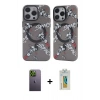 MARSİLYAN™- iPhone 12 Pro Max Kılıf Nova Doku Koleksiyonu - Siyah Polymer Nano Ekran Koruyucu + Neon Fosforlu Kamera Lens - YL