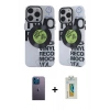 MARSİLYAN™- iPhone 12 Pro Max Kılıf Nova Doku Koleksiyonu - Siyah Polymer Nano Ekran Koruyucu + Neon Fosforlu Kamera Lens - MI