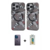 MARSİLYAN™- iPhone 12 Pro Max Kılıf Nova Doku Koleksiyonu - Siyah Polymer Nano Ekran Koruyucu + Neon Fosforlu Kamera Lens - MI