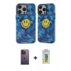 MARSİLYAN™- iPhone 12 Pro Max Kılıf Nova Doku Koleksiyonu - Siyah Polymer Nano Ekran Koruyucu + Neon Fosforlu Kamera Lens - TU
