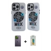 MARSİLYAN™- iPhone 12 Pro Max Kılıf Nova Doku Koleksiyonu - Siyah Polymer Nano Ekran Koruyucu + Neon Fosforlu Kamera Lens - YL
