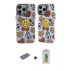 MARSİLYAN™- iPhone 12 Pro Max Kılıf Nova Doku Koleksiyonu - Siyah Polymer Nano Ekran Koruyucu + Renkli Kamera Lens Koruma Cam - TU