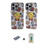 MARSİLYAN™- iPhone 12 Pro Max Kılıf Nova Doku Koleksiyonu - Siyah Polymer Nano Ekran Koruyucu + Renkli Kamera Lens Koruma Cam - YL
