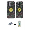 MARSİLYAN™- iPhone 12 Pro Max Kılıf Nova Doku Koleksiyonu - Siyah Polymer Nano Ekran Koruyucu + Renkli Kamera Lens Koruma Cam - YL