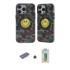 MARSİLYAN™- iPhone 12 Pro Max Kılıf Nova Doku Koleksiyonu - Siyah Polymer Nano Ekran Koruyucu + Renkli Kamera Lens Koruma Cam - TU