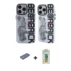 MARSİLYAN™- iPhone 12 Pro Max Kılıf Nova Doku Koleksiyonu - Siyah Polymer Nano Ekran Koruyucu + Renkli Kamera Lens Koruma Cam - YL