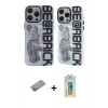 MARSİLYAN™- iPhone 12 Pro Max Kılıf Nova Doku Koleksiyonu - Siyah Polymer Nano Ekran Koruyucu + Sierra Blue Shine Kamera Lens Koruma Cam