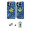 MARSİLYAN™- iPhone 12 Pro Max Kılıf Nova Doku Koleksiyonu - Siyah Polymer Nano Ekran Koruyucu + Sierra Blue Shine Kamera Lens Koruma Cam