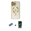 MARSİLYAN™- iPhone 12 Pro Max Kılıf Nova Işık Özel Seri - Şeffaf 360 Full Body Arka Koruyucu + Shine Kamera Lens Koruma Cam - GD