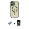 MARSİLYAN™- iPhone 12 Pro Max Kılıf Nova Işık Özel Seri - Şeffaf 360 Full Body Arka Koruyucu + Shine Kamera Lens Koruma Cam - GS