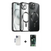 MARSİLYAN™- iPhone 12 Pro Max Kılıf Nova Işık Özel Seri - Şeffaf 360 Full Body Arka Koruyucu + Shine Kamera Lens - LT